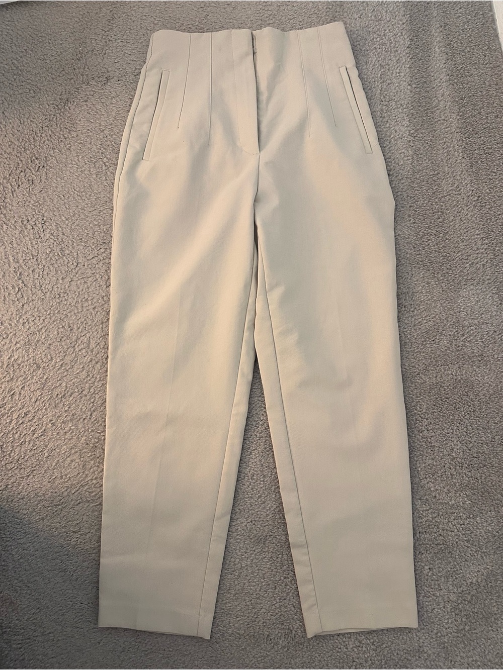 Zara Cream High-Waist Tailored Trousers